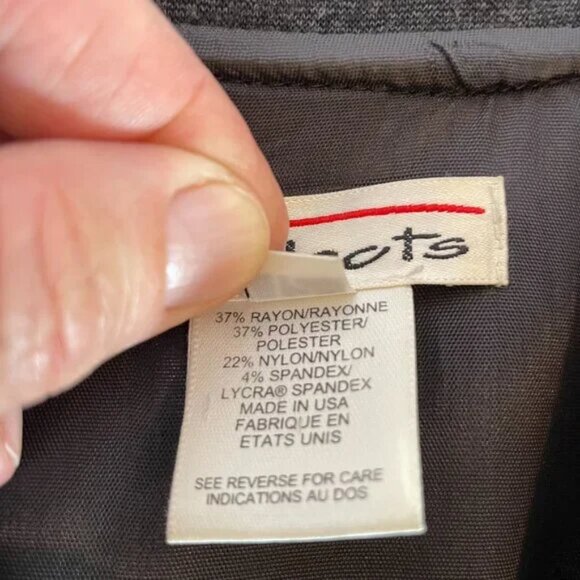 Talbots Vintage 90's Business Suit Charcoal Gray Ponte Knit Jacket Skirt Size 12 - Picture 14 of 15